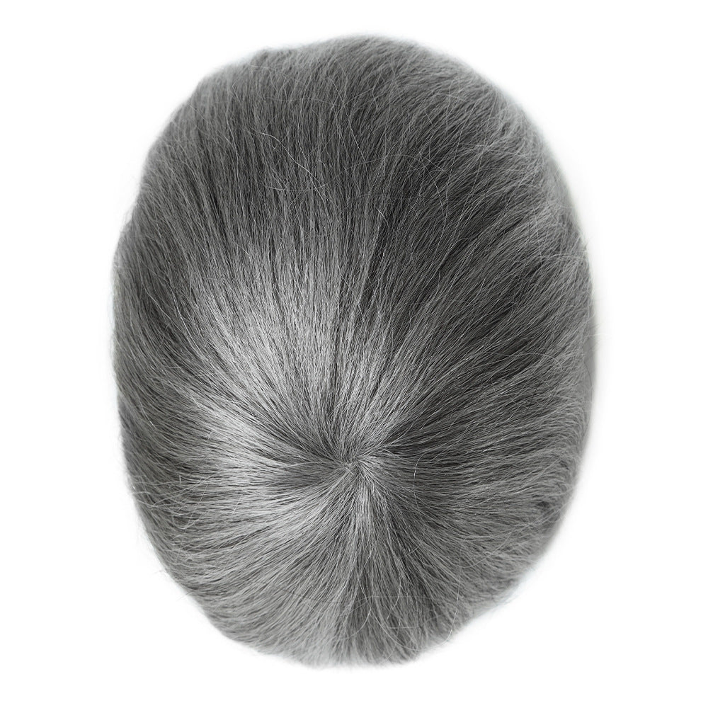 Silkcraft Wigs Injection Hair System for Men – 8x10 Human Hair Toupee 9 Inch Natural Black & Gray Blend