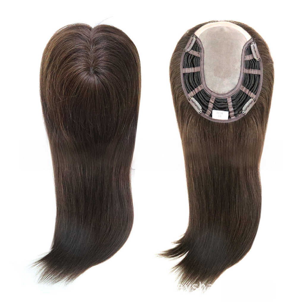 SilkCraft Wigs | TP18 Mono Top Hair Topper for Thinning Crown | 13″ Straight | #Cafe Brown