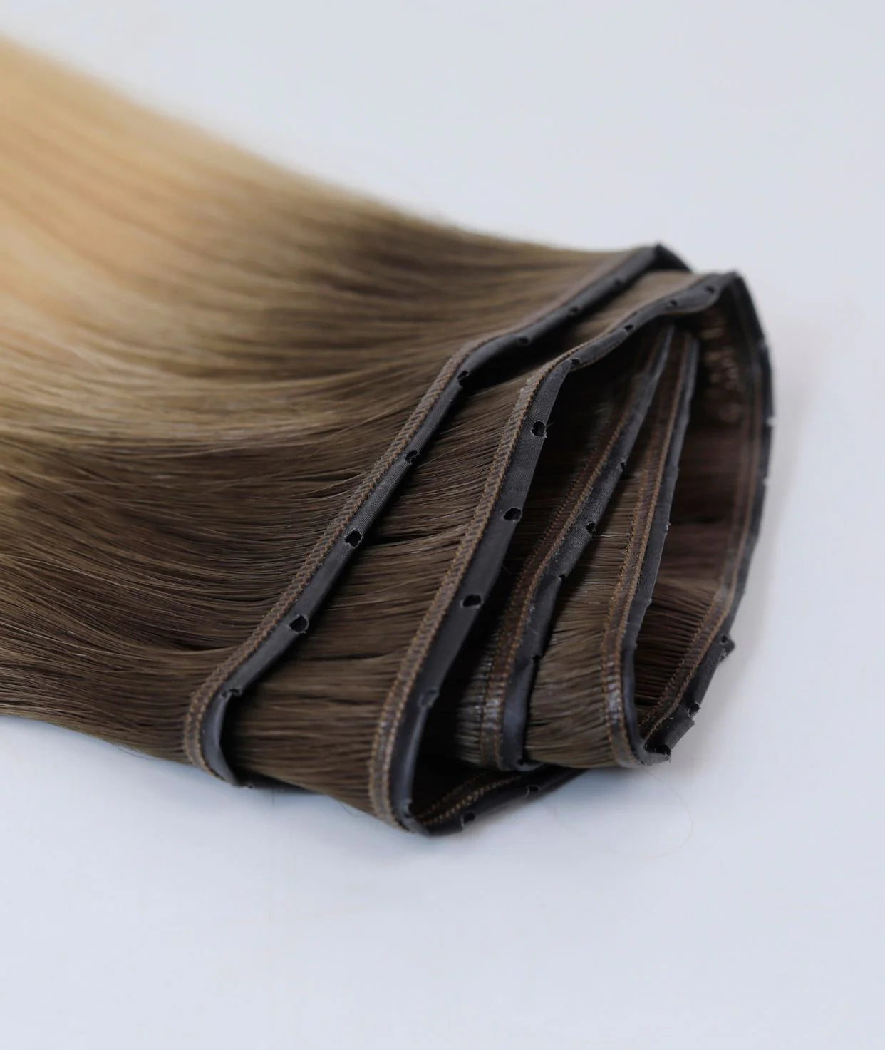 Rooted Beach Ash Blonde Butterfly Weft Hair Extensions – Premium Virgin Human Hair