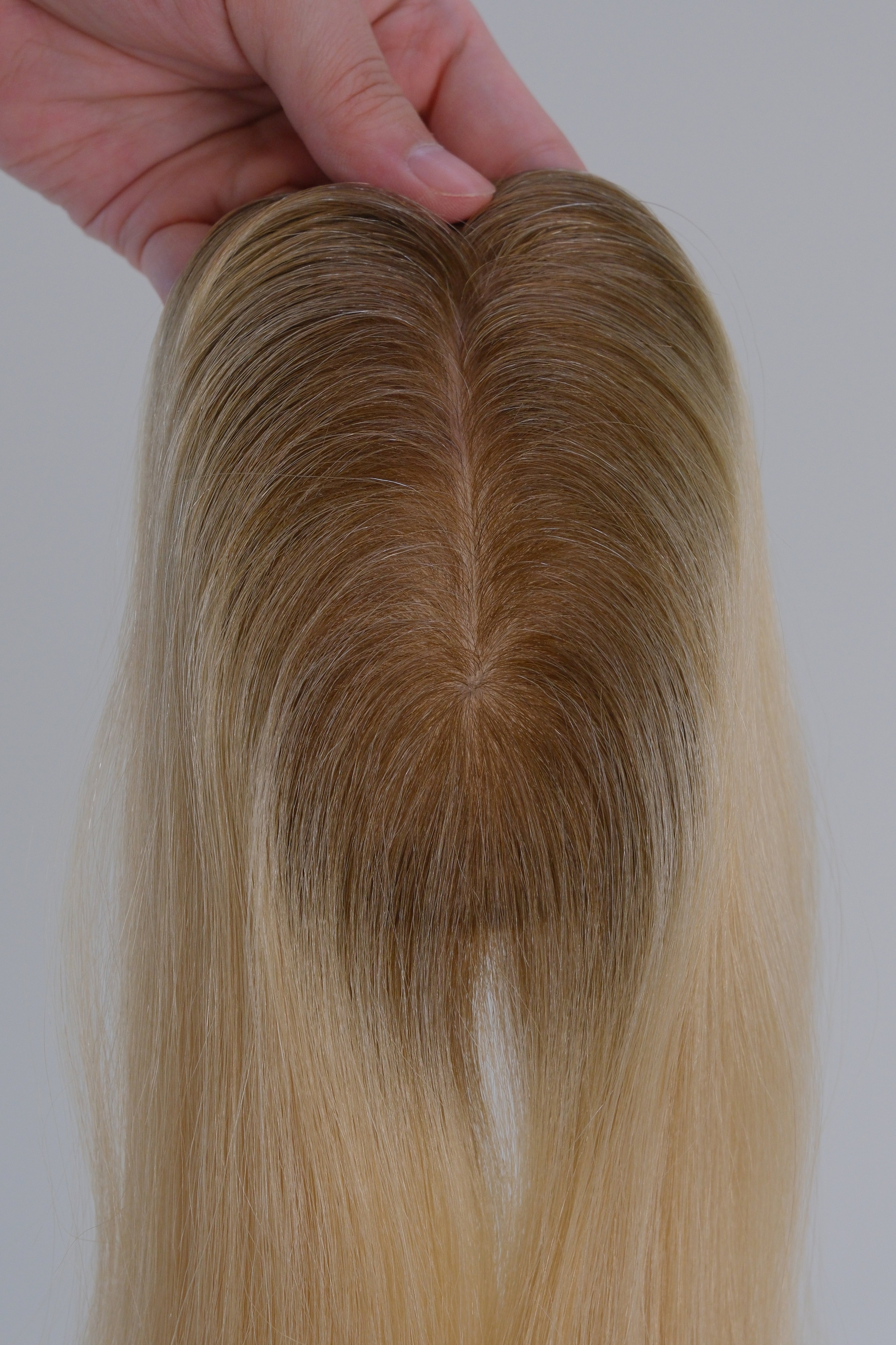 SilkCraft Wigs |  Injection Silk Top Topper | 3.1"x5.1" Base | 15" Straight | 100% Density | 3-Clip Security