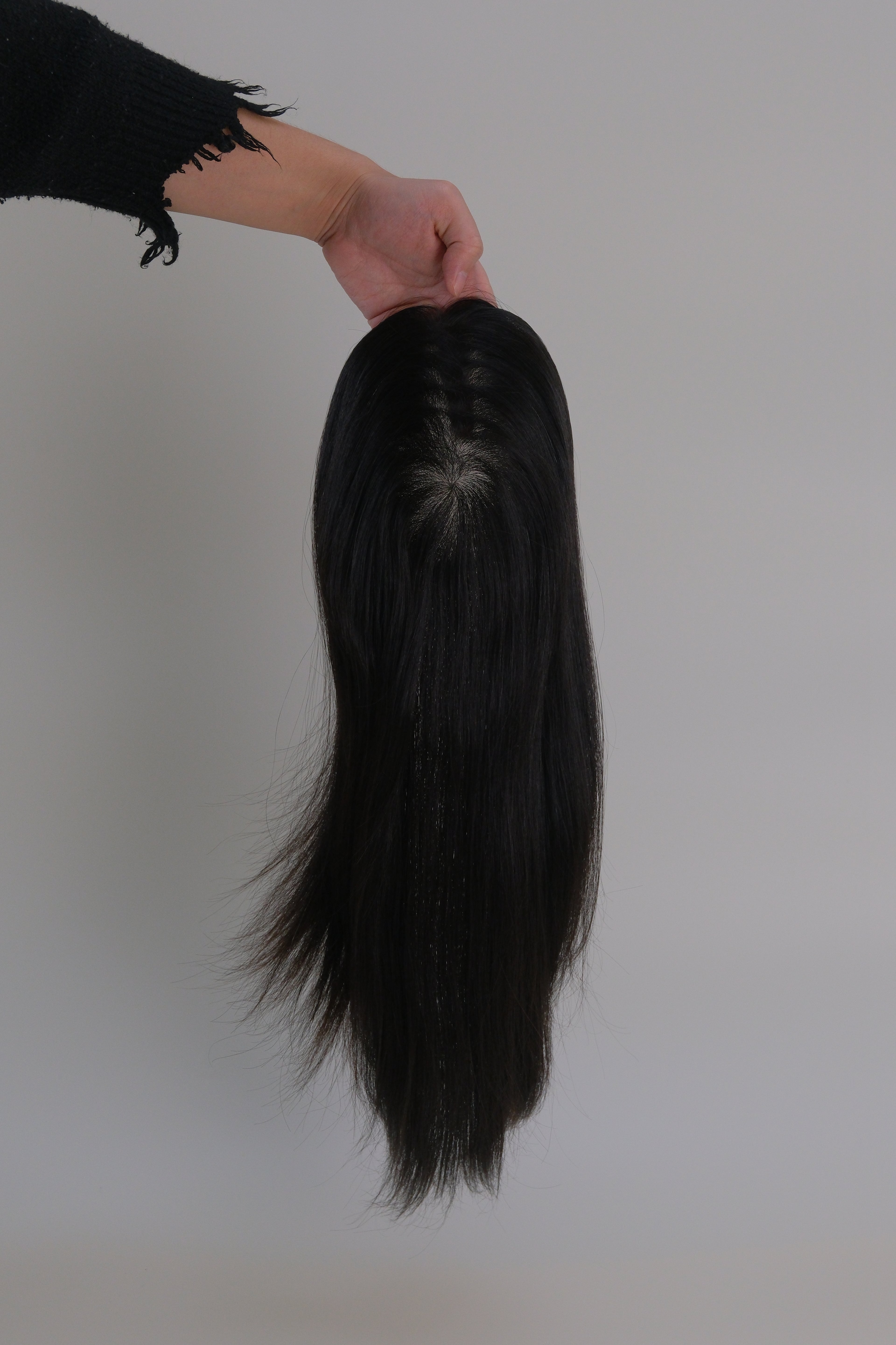 SilkCraft Wigs |  Full Injection Skin Wig | 5"x6.7" Base | 17" Straight Mongolian Hair | Center Crown | 3-Clip Design