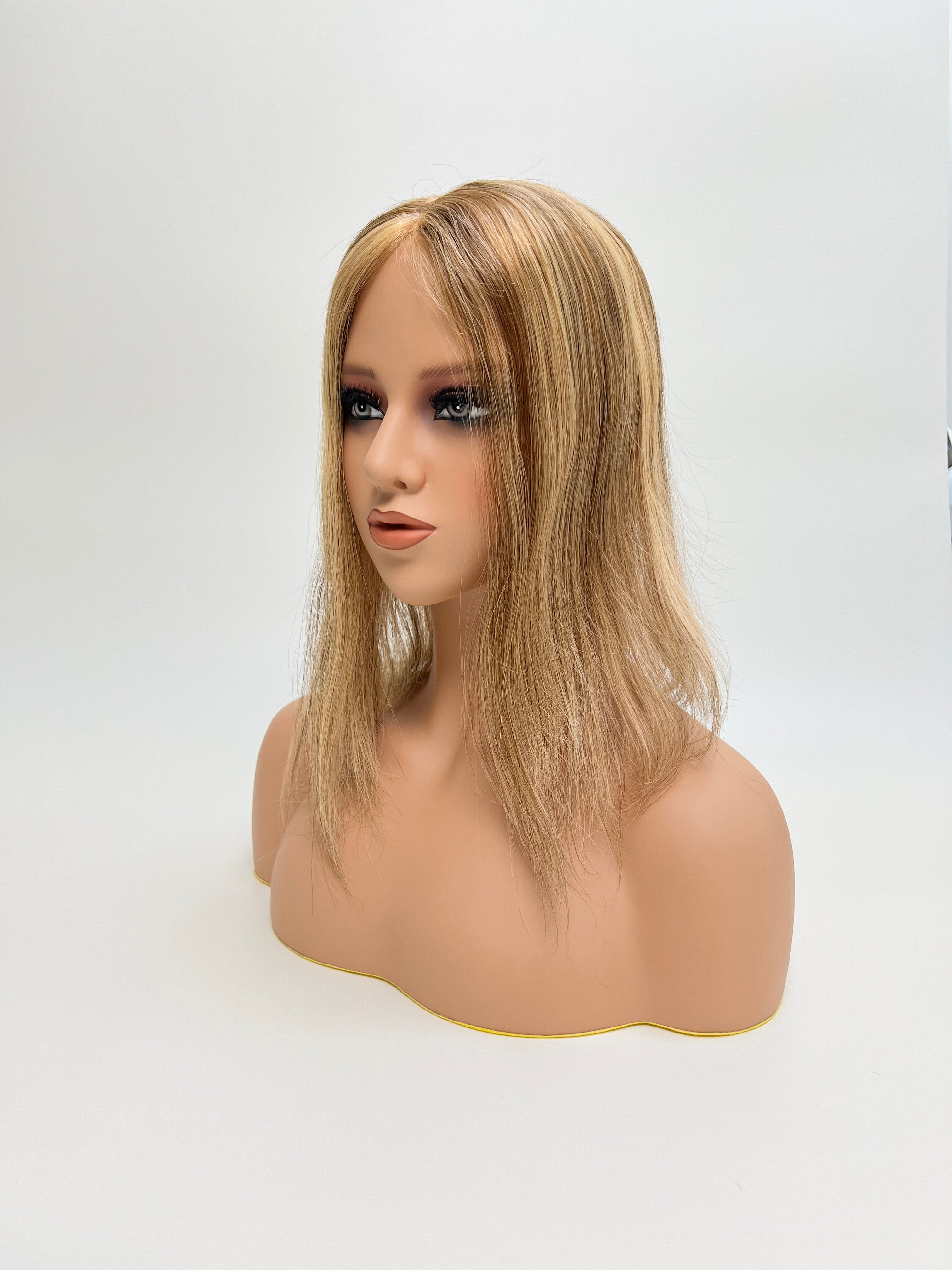 4x6" Mono PU Hair Topper for Women | 100% Real Human Hair | Hand-Tied Invisible Part | Small Knots, Natural Look | 12-14" Straight