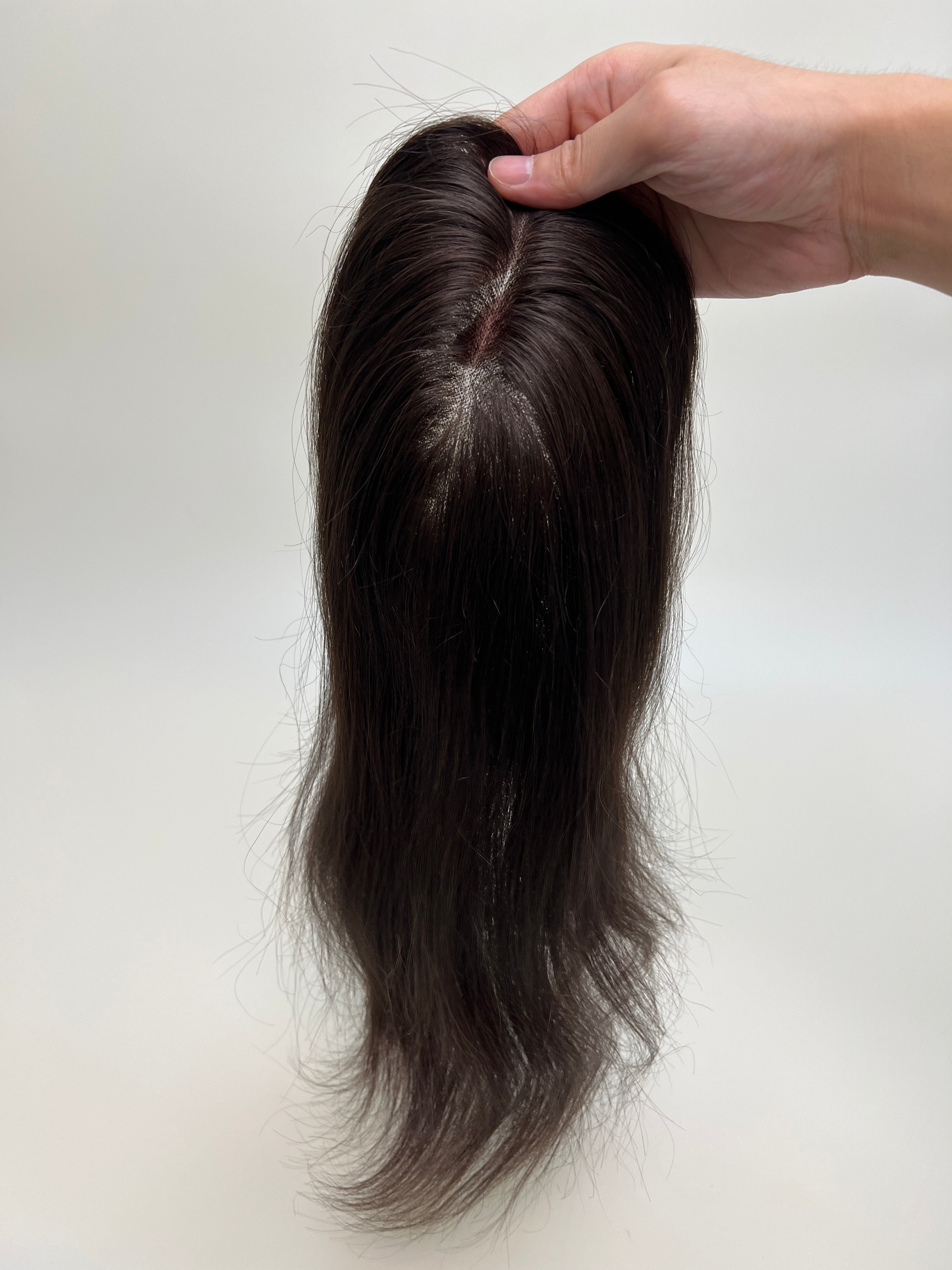 4x6" Mono PU Hair Topper for Women | 100% Real Human Hair | Hand-Tied Invisible Part | Small Knots, Natural Look | 12-14" Straight