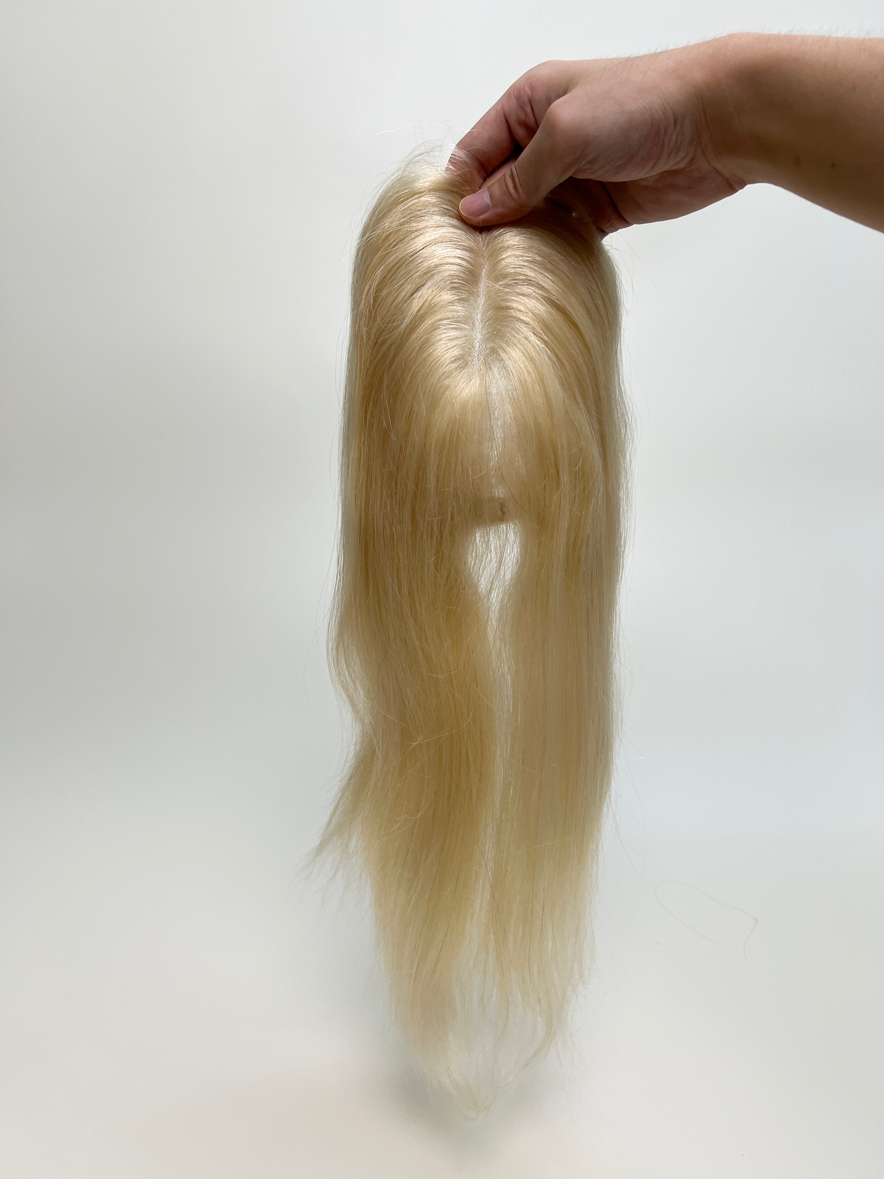 4x6" Mono PU Hair Topper for Women | 100% Real Human Hair | Hand-Tied Invisible Part | Small Knots, Natural Look | 12-14" Straight