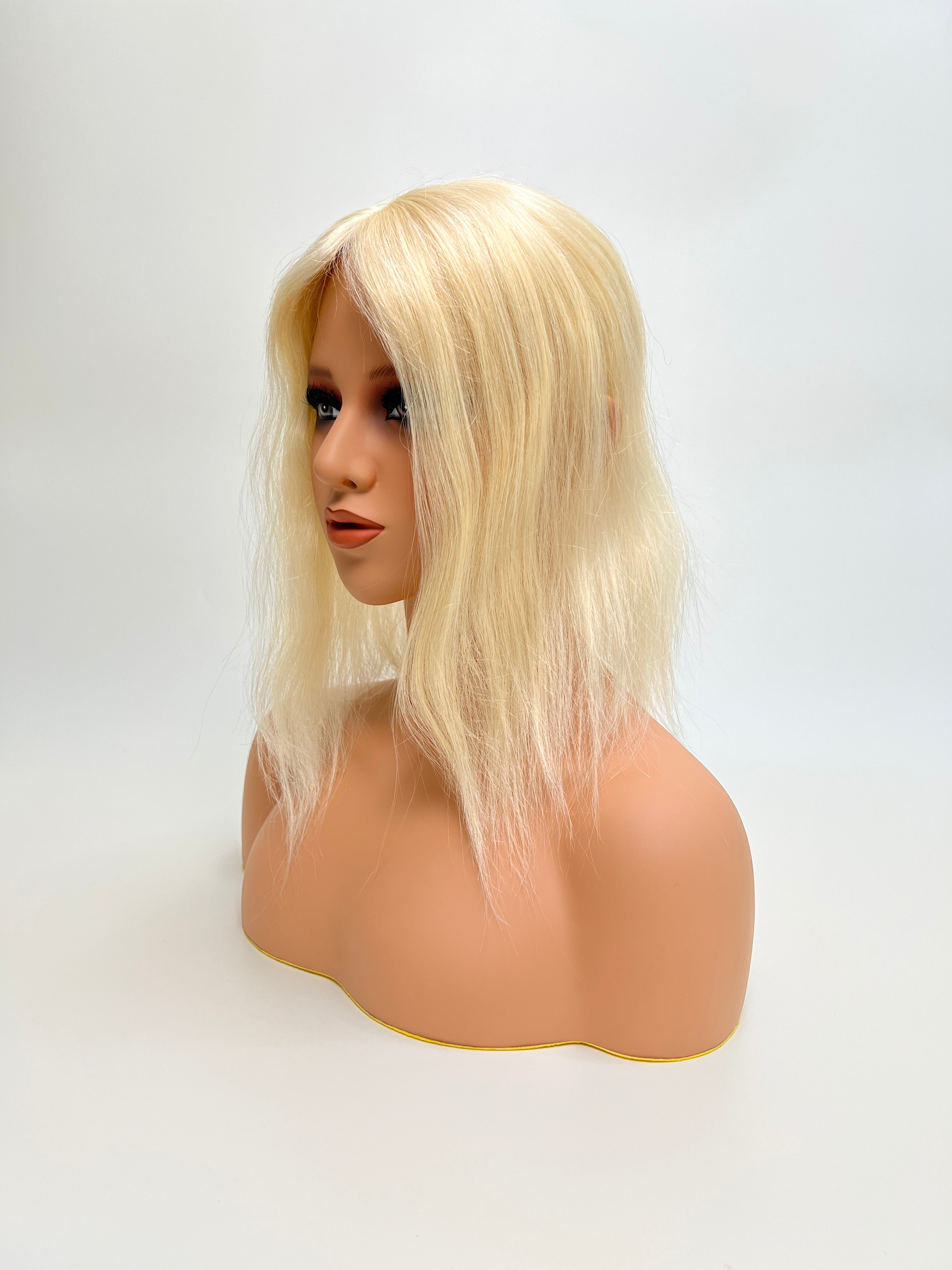 4x6" Mono PU Hair Topper for Women | 100% Real Human Hair | Hand-Tied Invisible Part | Small Knots, Natural Look | 12-14" Straight