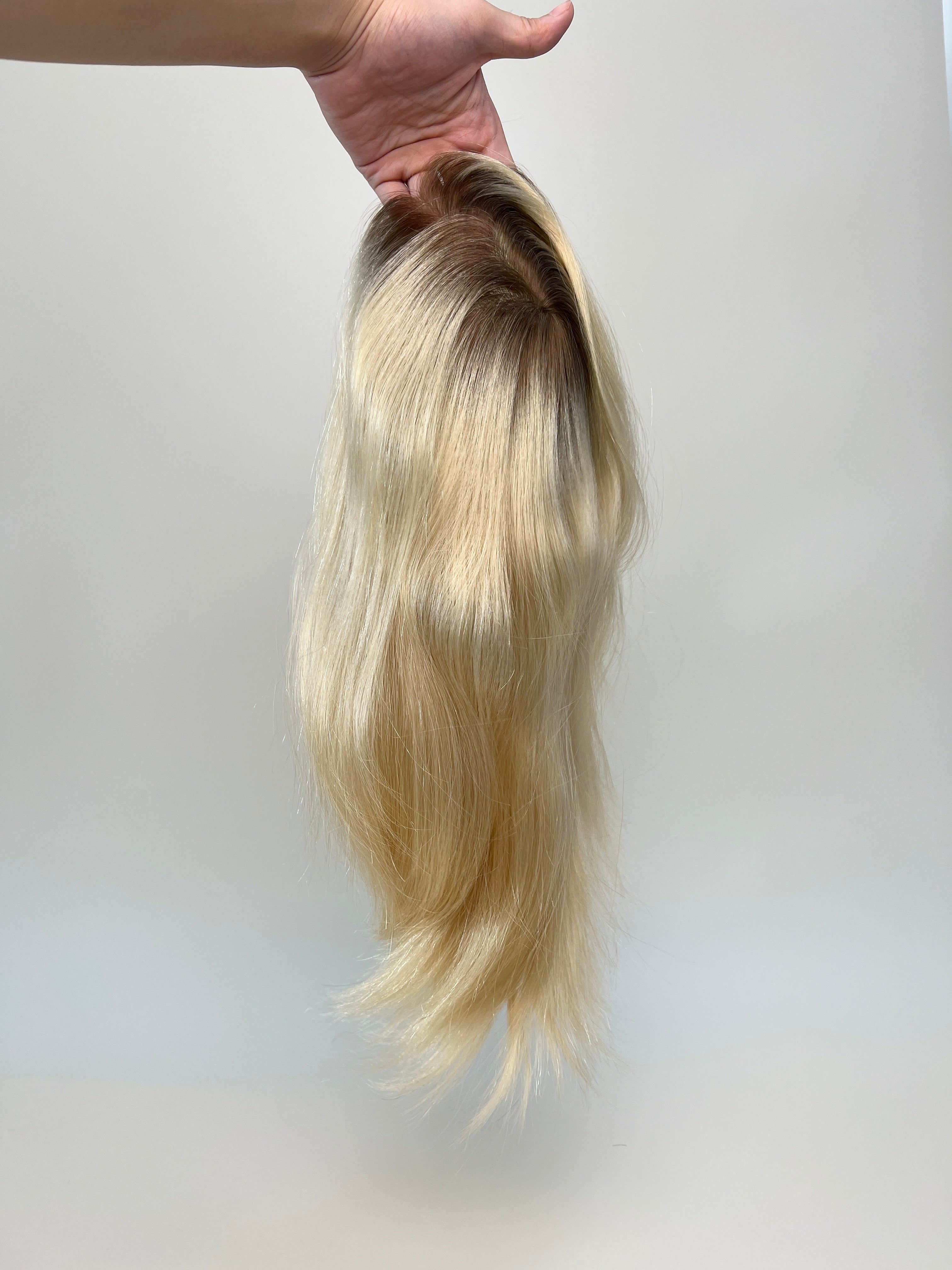 Needle-Injected PU Hair Topper | 100% Human Hair | Hand-Tied Realism | Medium-Length (14″-16″) | Heat Safe