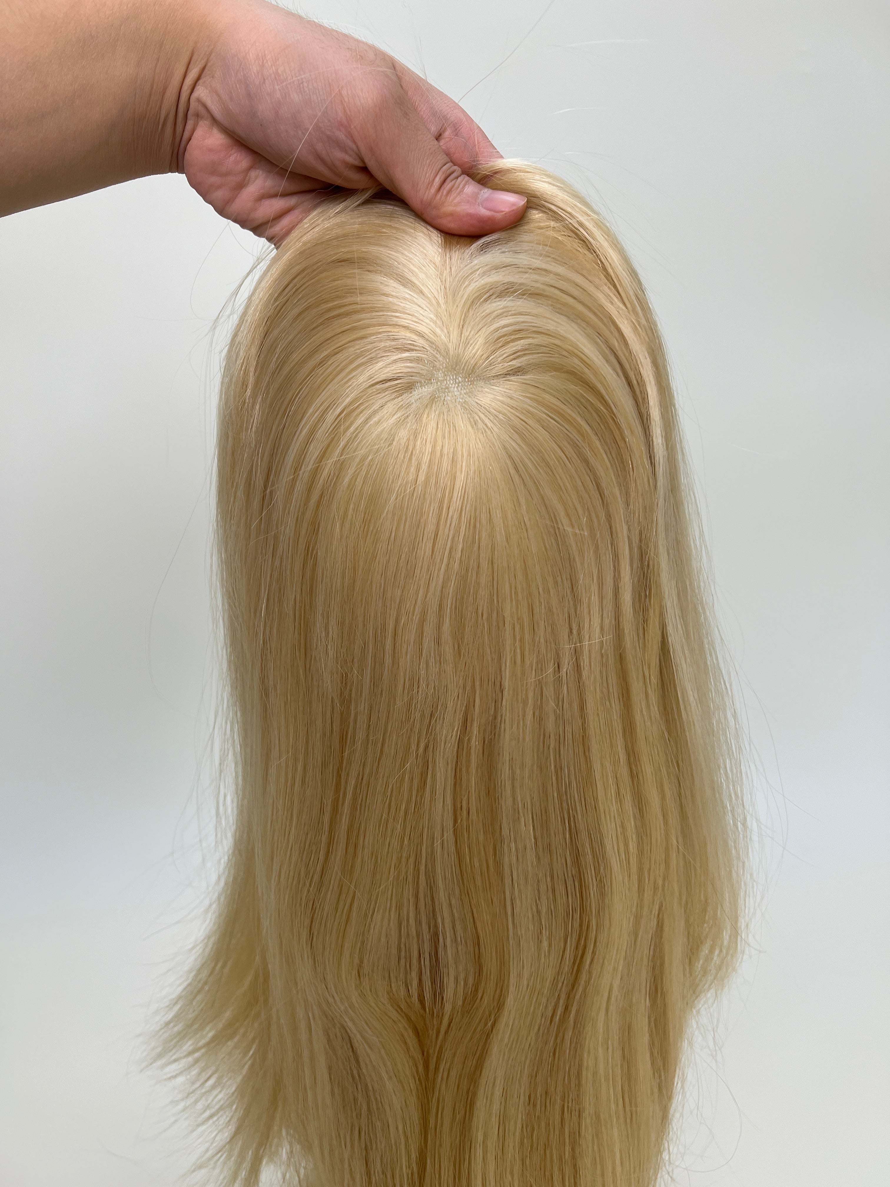 Needle-Injected PU Hair Topper | 100% Human Hair | Hand-Tied Realism | Medium-Length (14″-16″) | Heat Safe