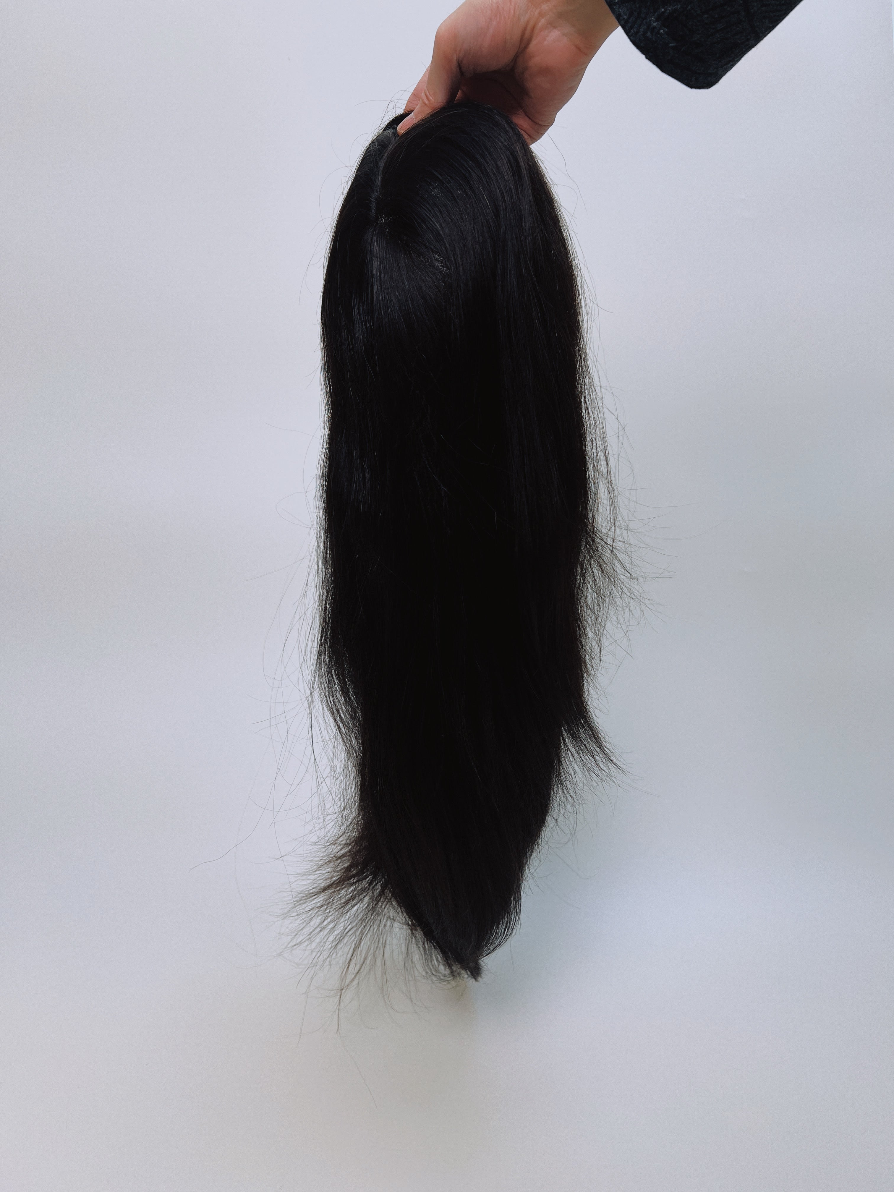 SilkCraftWigs TP67 | 16″ Natural Straight Hair Topper | Full Hand-Tied | Burmese Hair | 130% Density | 6″x8″ 7″x9″ 8″x10″ Sizes