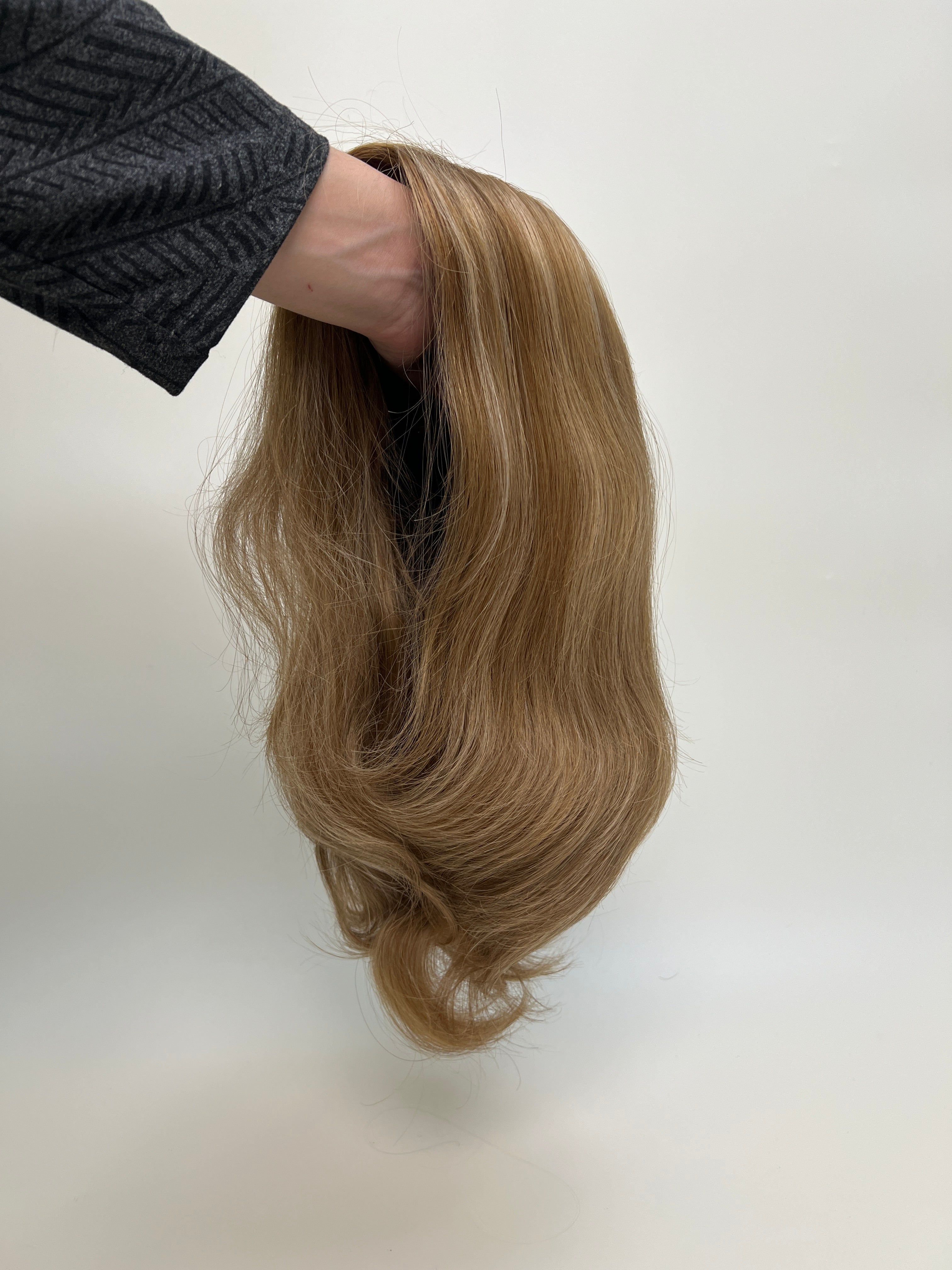 SilkCraftWigs JW23 | 12.5″ Natural Straight Human Hair Wig | Injection Top & Machine Weft | Color #8/24/27-8R