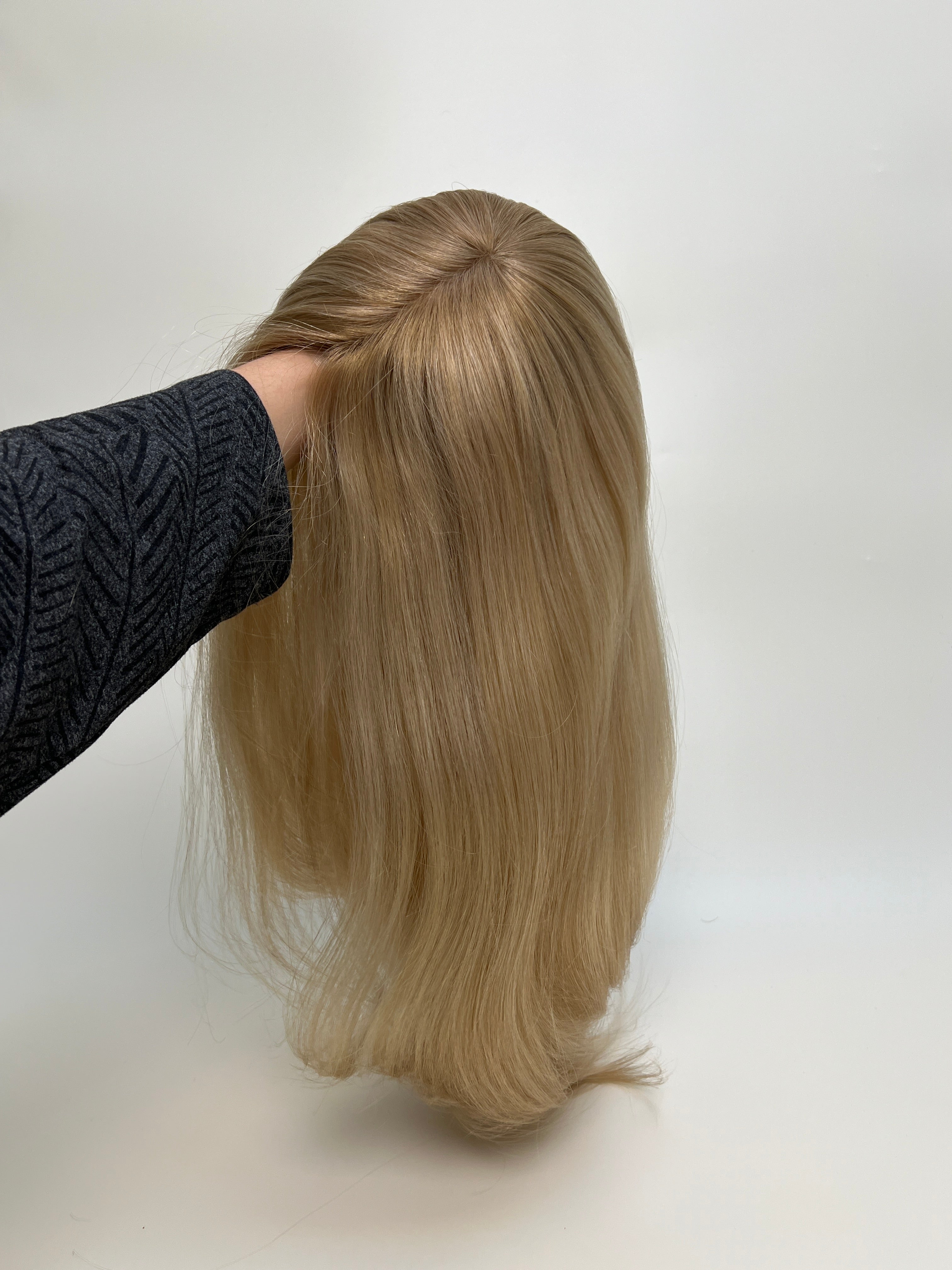 SilkCraftWigs MW45 | 18″ Medical Silicone Base Wig | 100% Full Hand-Tied | Natural Straight | 6 Color Options