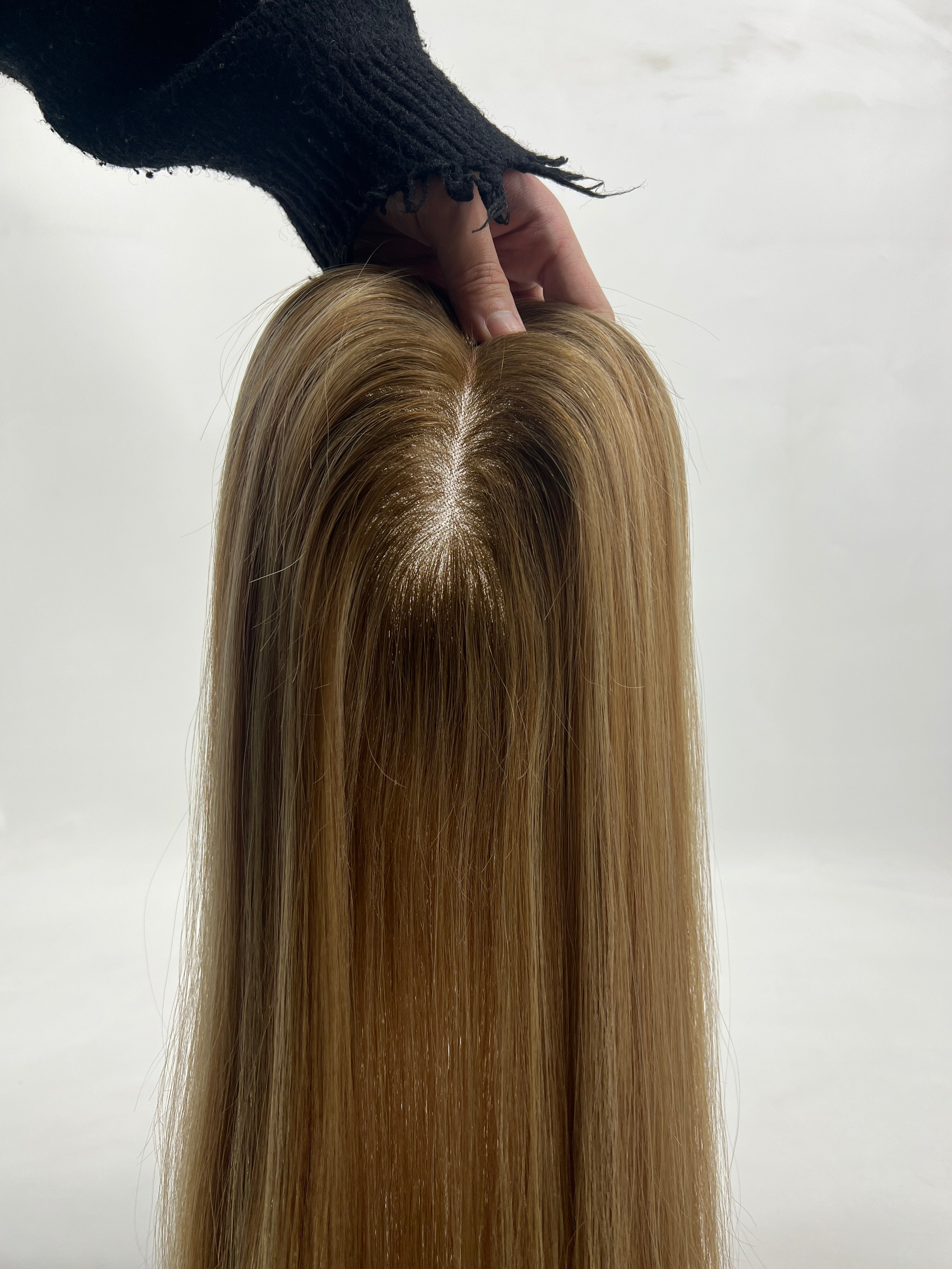 BLT-FM210 Mono 5x6" Virgin Hair Weft | Straight | 130% Density | T4/8/60 Color Blend | SilkCraft Wigs