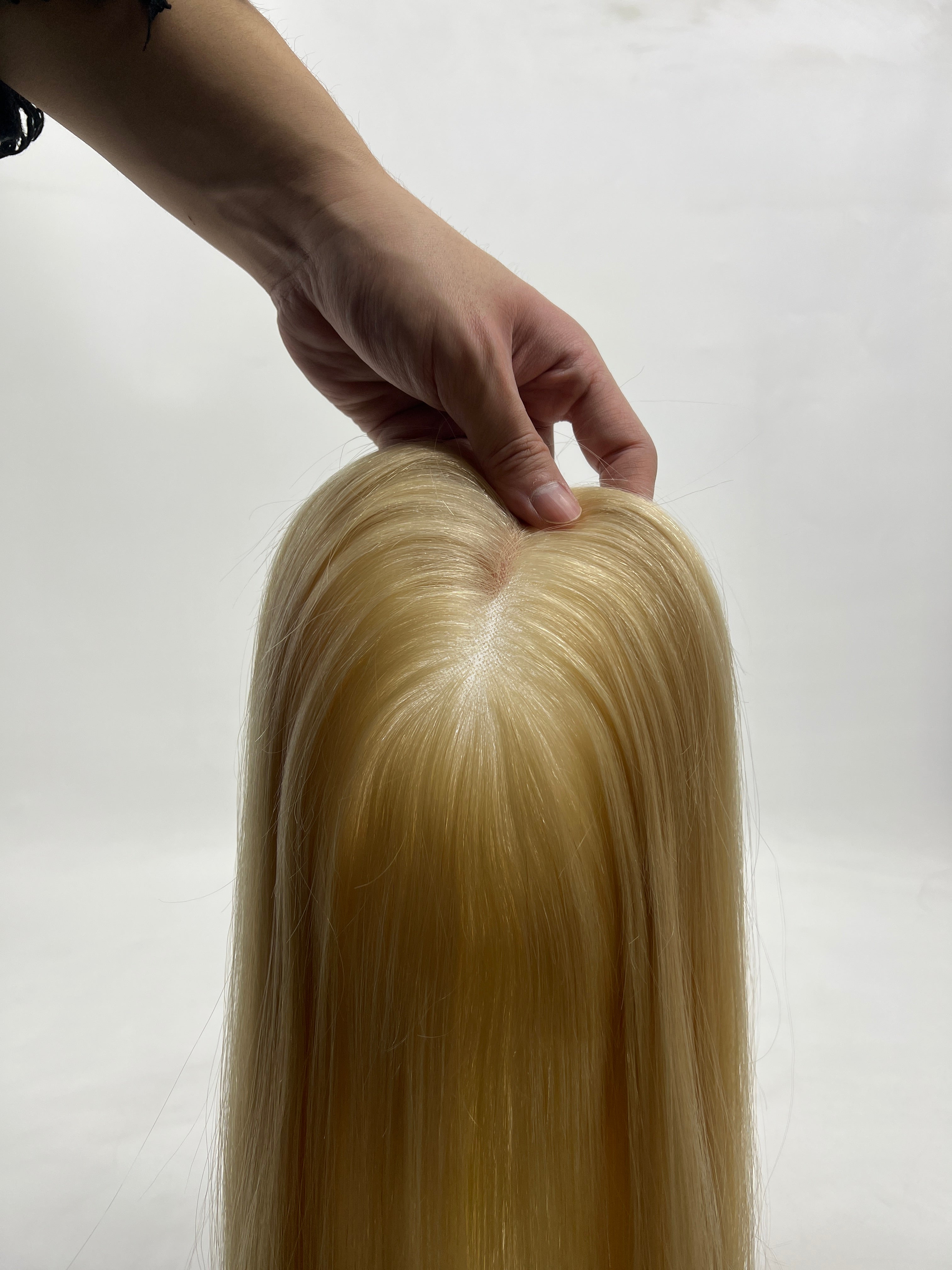 BLT-FM210 | 5x6″ Mono Straight Virgin Hair Weft – Platinum Blonde 613#