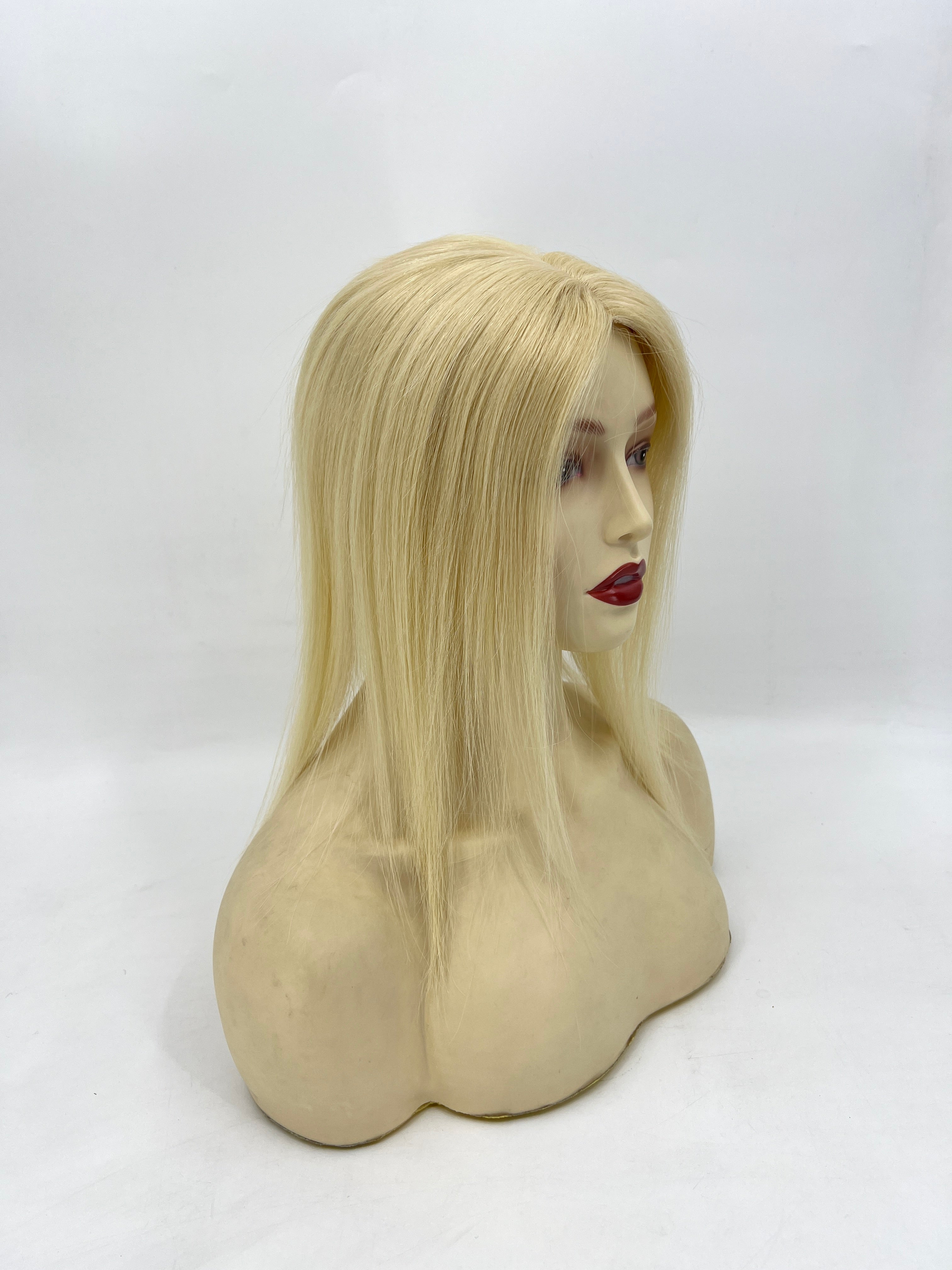 BLT-FF401 | 6×6″ Silk Top Fishnet Topper | 150% High-Density Platinum 613# | Virgin Straight Hair