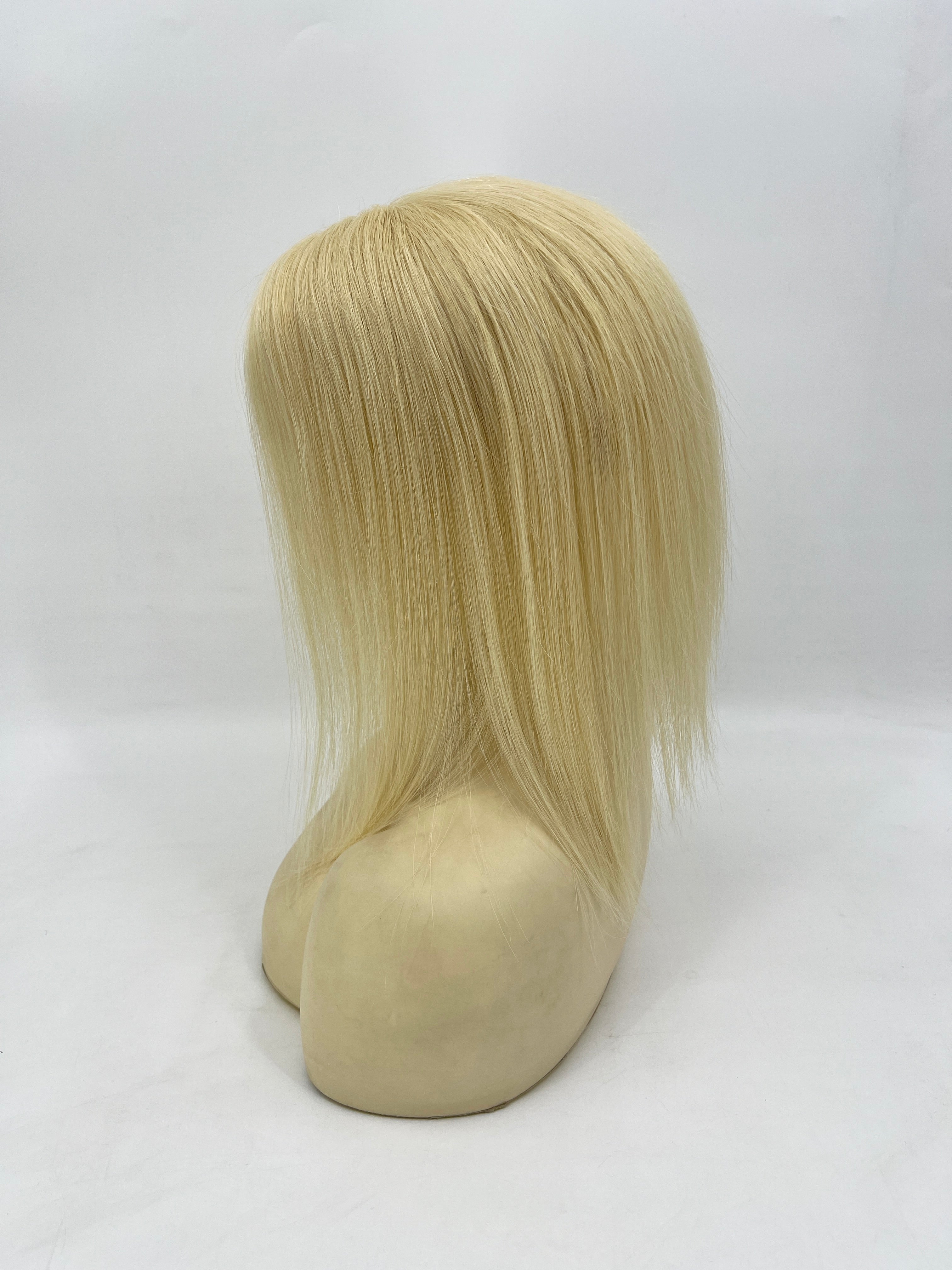 BLT-FF401 | 6×6″ Silk Top Fishnet Topper | 150% High-Density Platinum 613# | Virgin Straight Hair