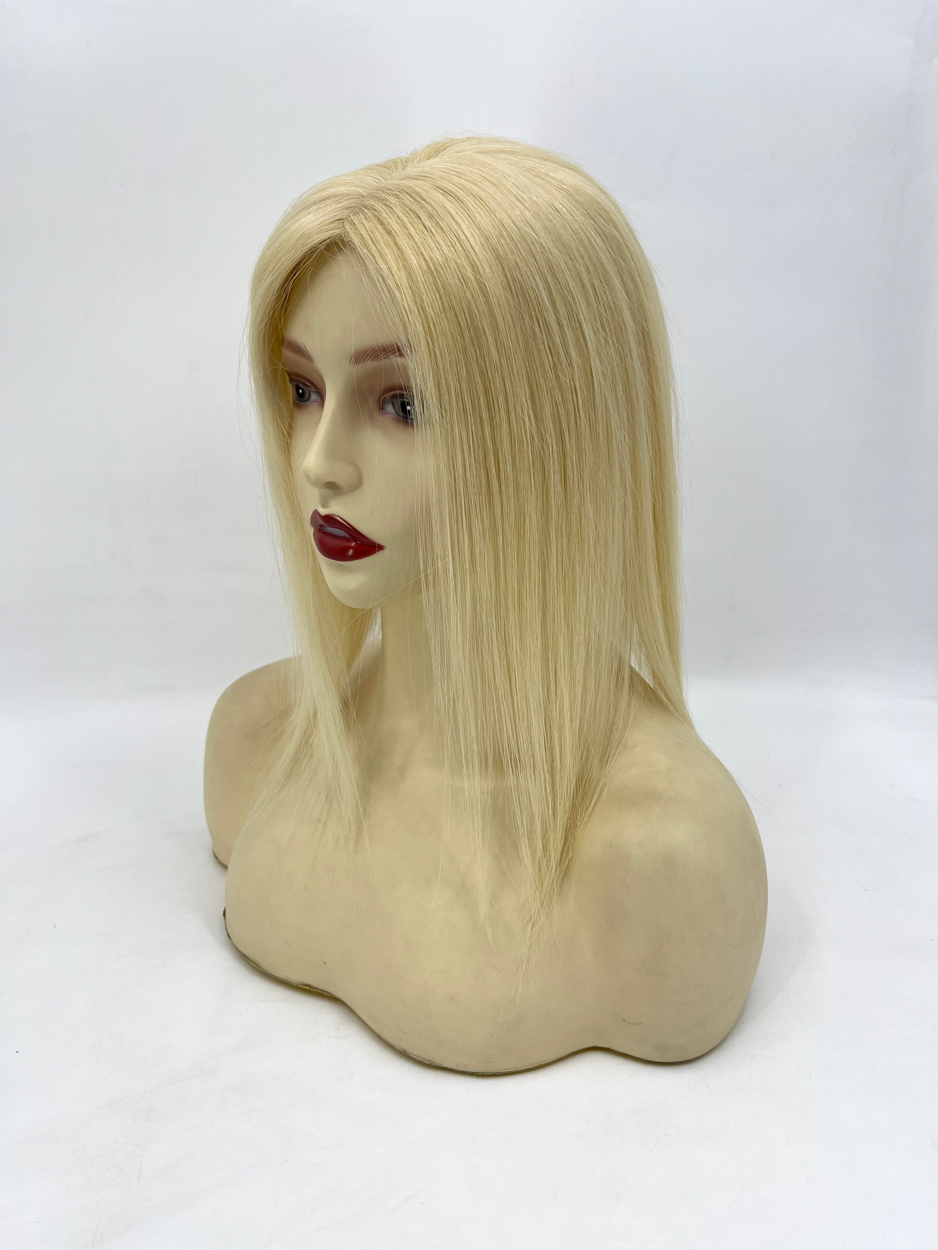 BLT-FF401 | 6×6″ Silk Top Fishnet Topper | 150% High-Density Platinum 613# | Virgin Straight Hair