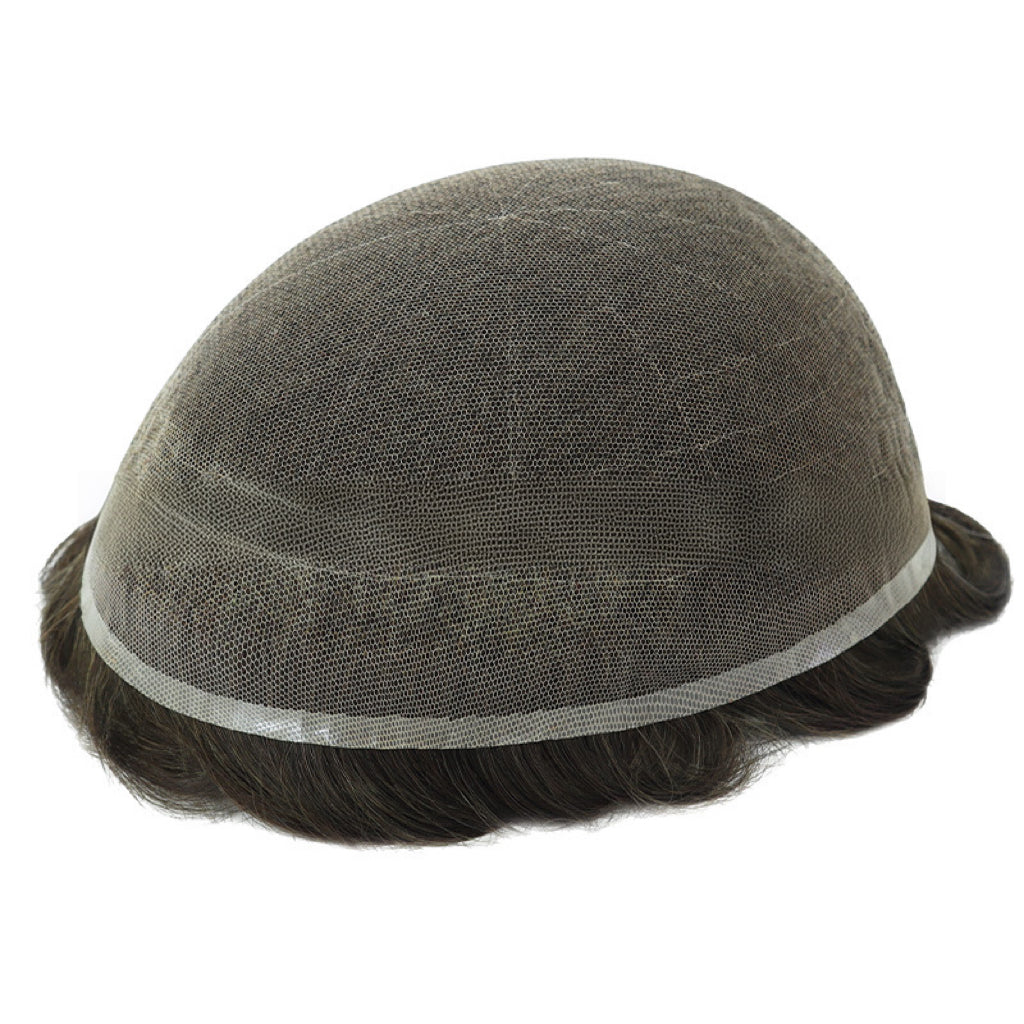 BH LACE | Men's Hair Replacement System | 8″x10″ Full Swiss Lace | Hand-Tied | #4ASH Color | 6″ Length