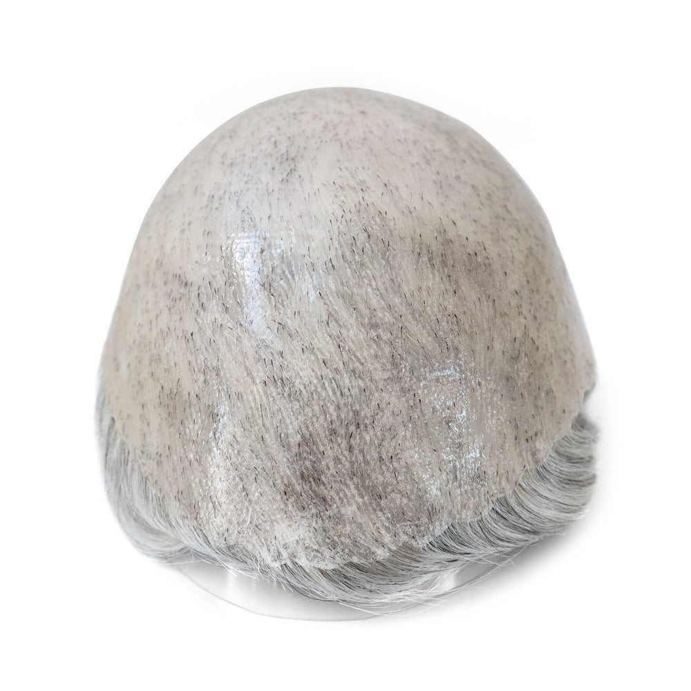 ISKIN #1B80H Men‘s Hair System | 8”x10” Skin Base | Salt and Pepper Grey | V-Loop