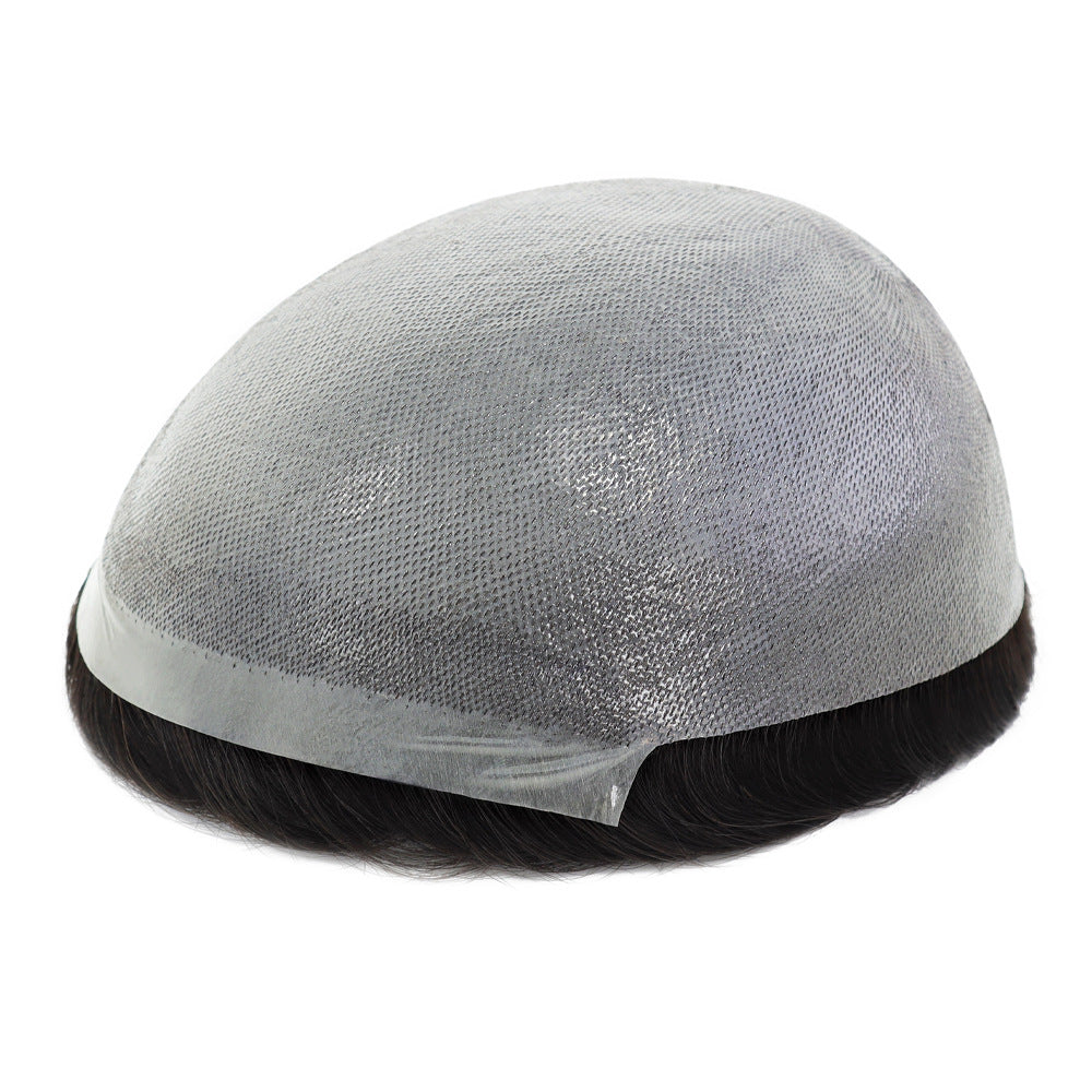 Men's Hair Replacement System | 8″x10″ Ultra-Thin PU Base | 100% Hand-Tied Human Hair | Can Be Dyed & Styled