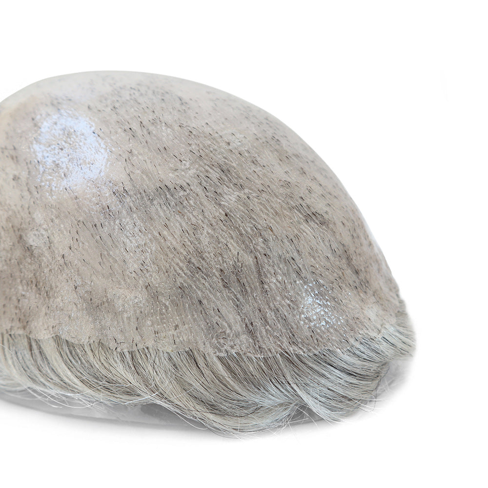 ISKIN #1B80H Men‘s Hair System | 8”x10” Skin Base | Salt and Pepper Grey | V-Loop