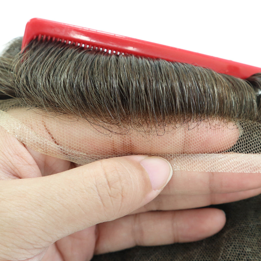 SilkCraftWigs BHQ6 8x10" Men's Hair System | Lace Front & Top + PU Back | Hand-Tied | Multi-Color