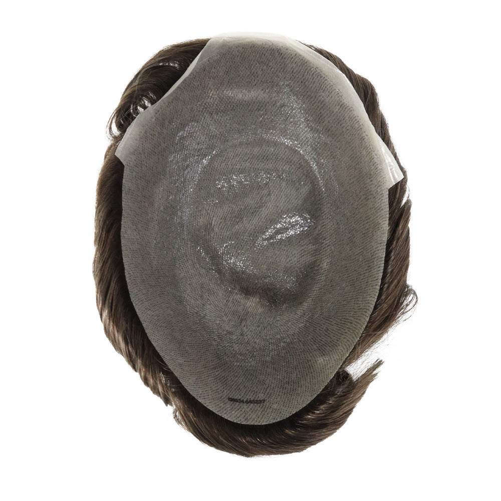 CNG#4 Men‘s Hair System | 8"x10" PU Base | Medium Brown Human Hair | #4ASH Color