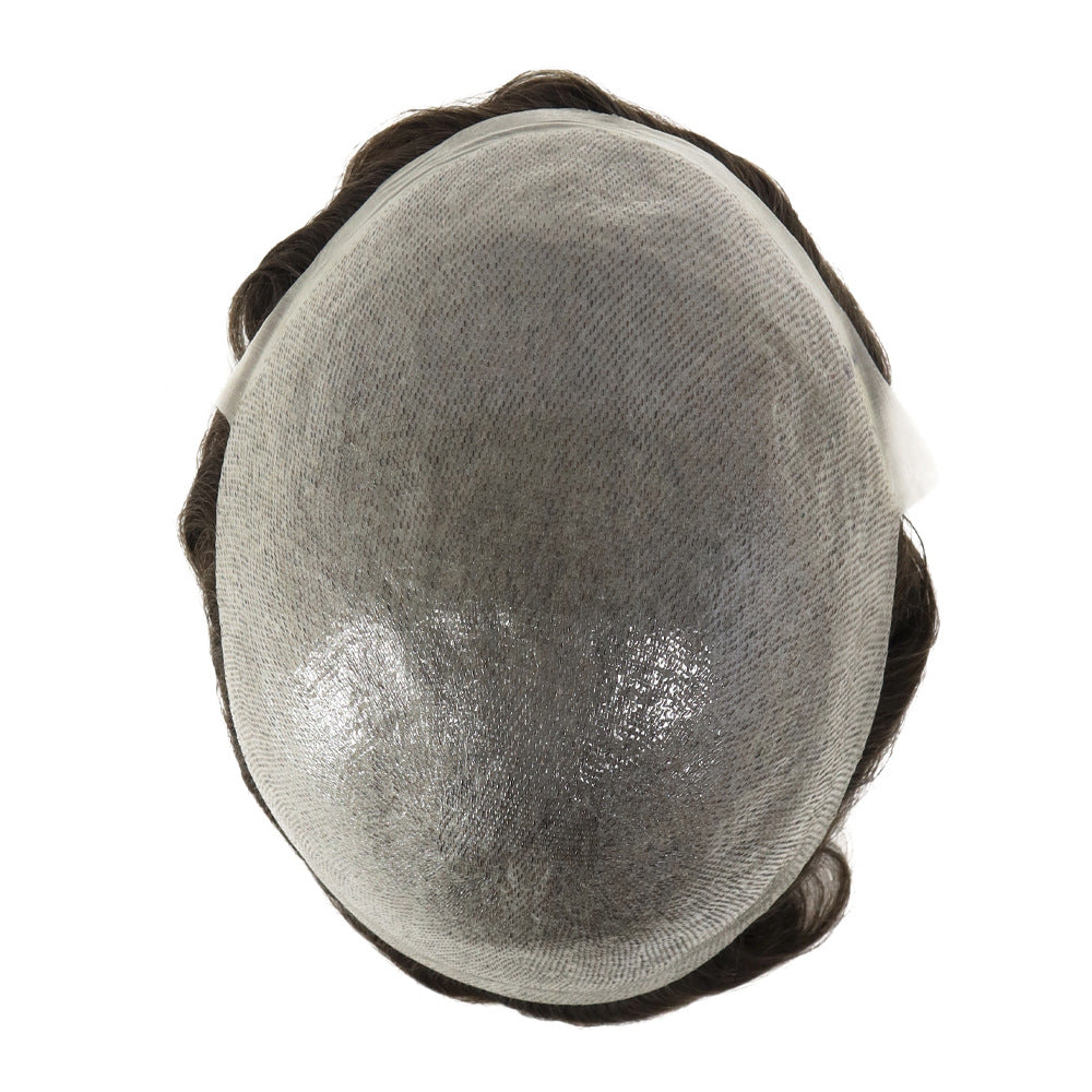 CNG#4 Men‘s Hair System | 8"x10" PU Base | Medium Brown Human Hair | #4ASH Color