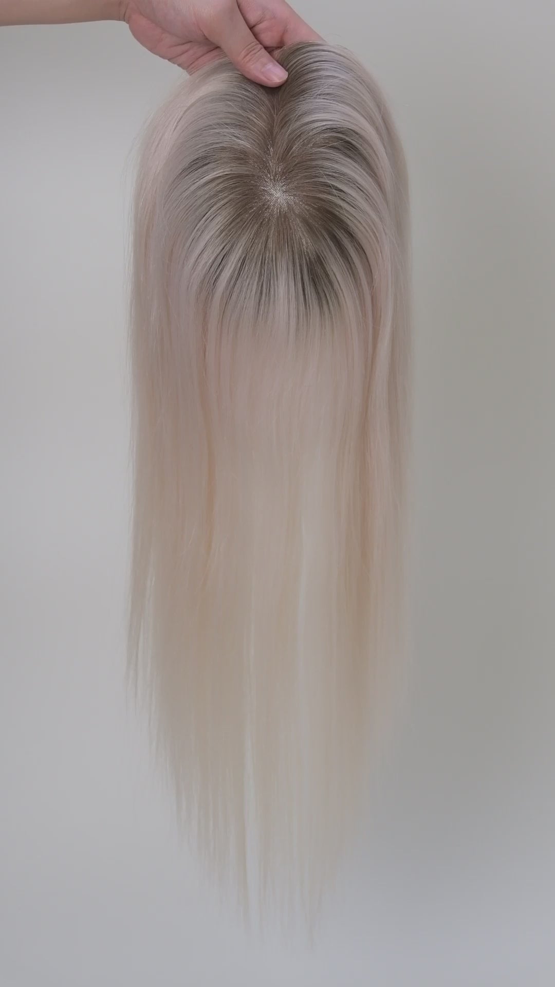 SilkCraft | 5.5″x6″ 3# Mesh Top Hair Topper | T7 Brown with Silver Root Fade | 12″-18″ Straight