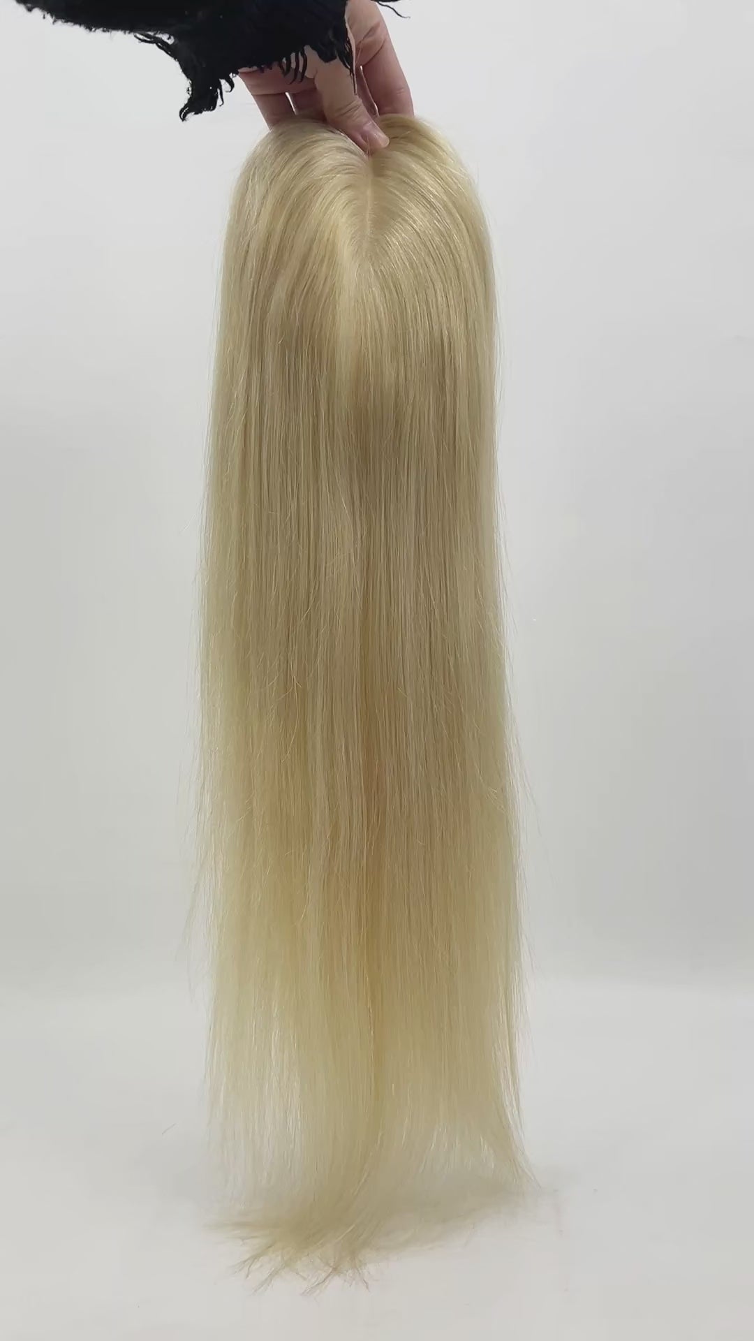 BLT-FS205 | 6″x7″ Silk Base Hair Topper | Platinum Blonde 613# | Virgin Straight Hair