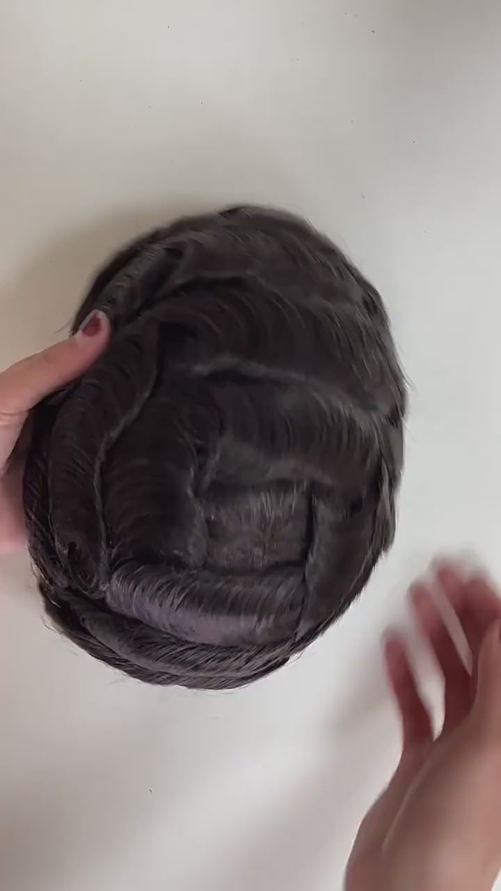 BH LACE | Men's Hair Replacement System | 8″x10″ Full Swiss Lace | Hand-Tied | #4ASH Color | 6″ Length