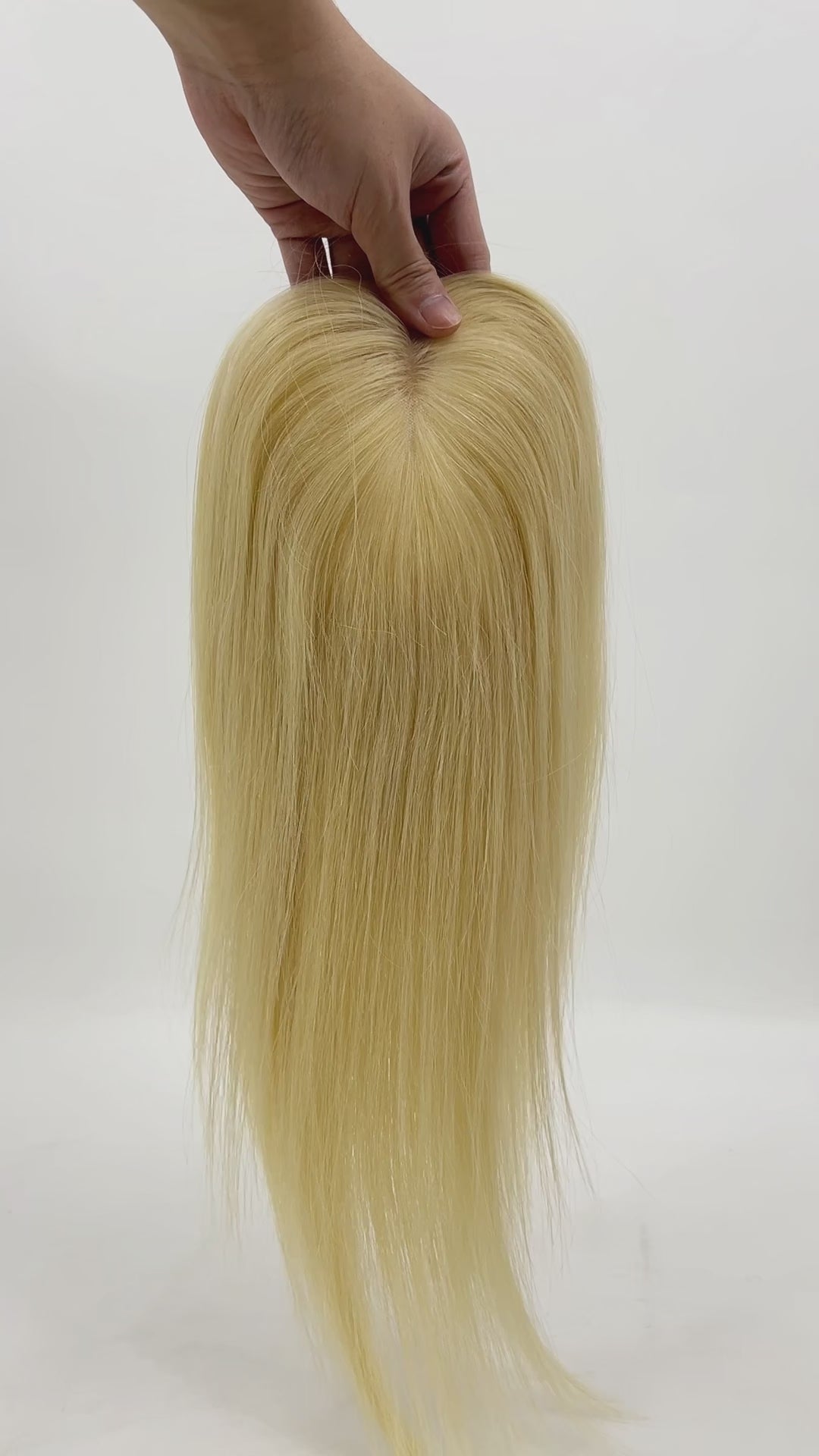 BLT-FF401 | 6×6″ Silk Top Fishnet Topper | 150% High-Density Platinum 613# | Virgin Straight Hair