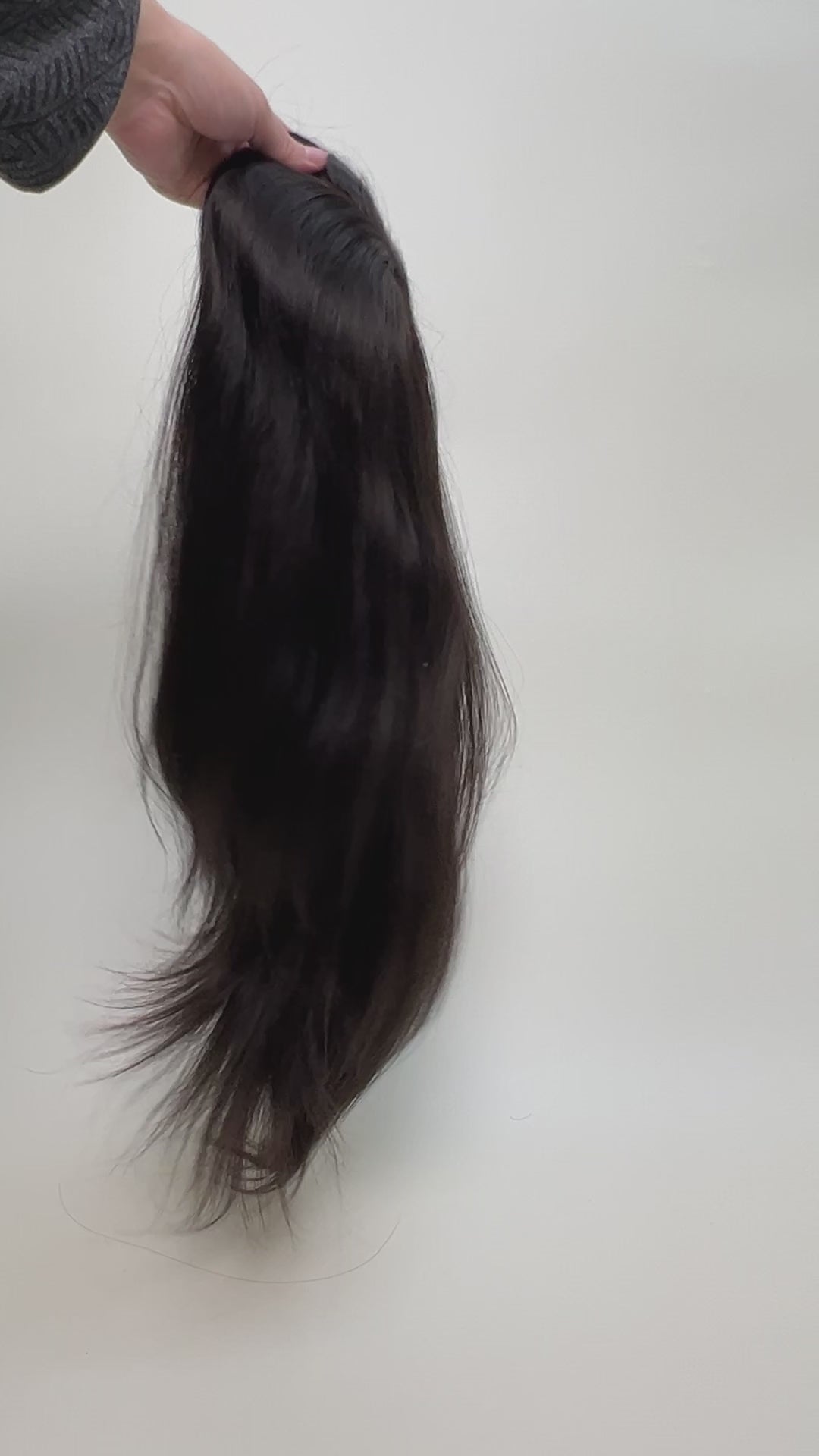 SilkCraftWigs TP67 | 16″ Natural Straight Hair Topper | Full Hand-Tied | Burmese Hair | 130% Density | 6″x8″ 7″x9″ 8″x10″ Sizes