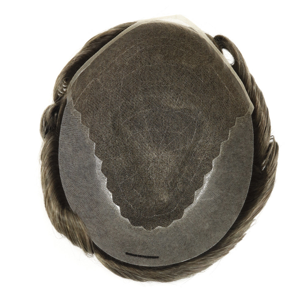 SilkCraftWigs BHQ6 8x10" Men's Hair System | Lace Front & Top + PU Back | Hand-Tied | Multi-Color