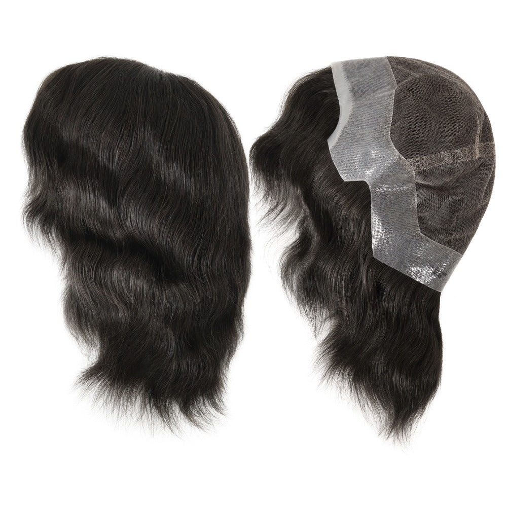 FW63 Men's Full Hand-Tied Wig | PU Perimeter + Lace Center | 8 Natural Colors | Human Hair