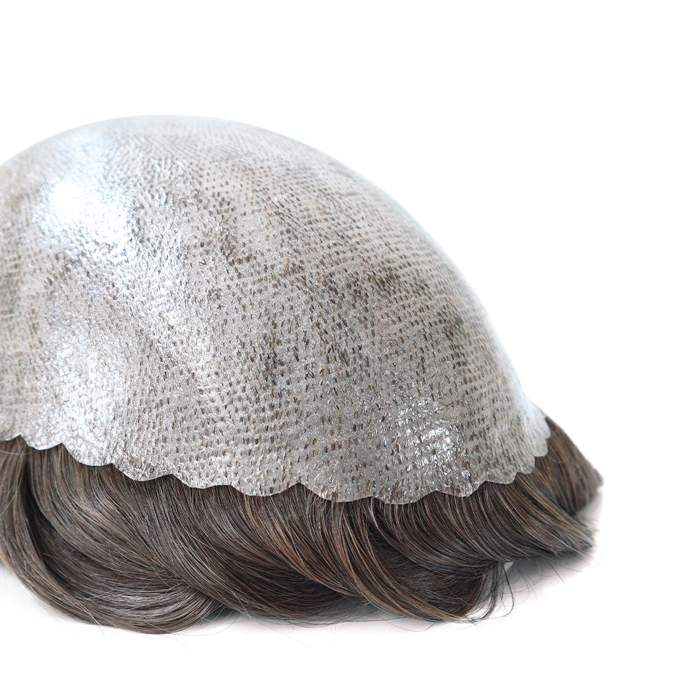 SilkCraftWigs ISKIN 8x10" Men's PU Base Hair System | #4 Color | Hand-Tied