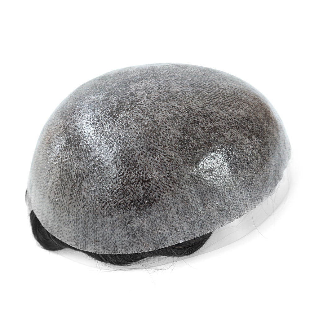 SilkCraftWigs ISKIN | 8×10″ Skin Base Hair System | Salt & Pepper Gray Series | 8 Shades | Hand-Tied